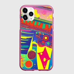 Чехол iPhone 11 Pro матовый Яркая графическая абстракция, цвет: 3D-малиновый