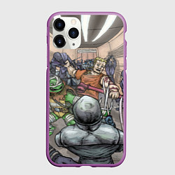 Чехол iPhone 11 Pro матовый Большая драка с ниндзя, цвет: 3D-фиолетовый