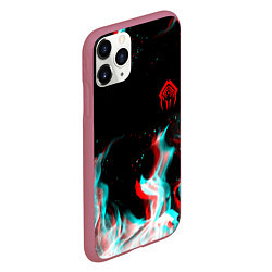 Чехол iPhone 11 Pro матовый Warframe огонь глитч, цвет: 3D-малиновый — фото 2