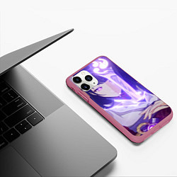 Чехол iPhone 11 Pro матовый Genshin Impact Эи Райден fight, цвет: 3D-малиновый — фото 2