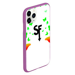 Чехол iPhone 11 Pro матовый Sally face бабочки, цвет: 3D-фиолетовый — фото 2