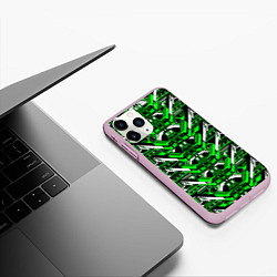Чехол iPhone 11 Pro матовый Зелёно-белая техно броня, цвет: 3D-розовый — фото 2