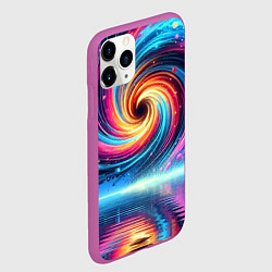 Чехол iPhone 11 Pro матовый Неоновая космическая абстракция - нейросеть, цвет: 3D-фиолетовый — фото 2