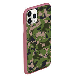 Чехол iPhone 11 Pro матовый Камуфляжный паттерн в стиле Woodland, цвет: 3D-малиновый — фото 2