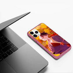 Чехол iPhone 11 Pro матовый Гэн Асагири на фоне листвы из Доктора Стоуна, цвет: 3D-малиновый — фото 2