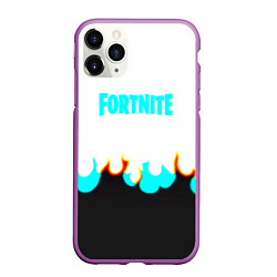 Чехол iPhone 11 Pro матовый Fortnite epic game fire, цвет: 3D-фиолетовый