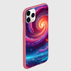 Чехол iPhone 11 Pro матовый Яркая неоновая галактика - нейросеть, цвет: 3D-малиновый — фото 2