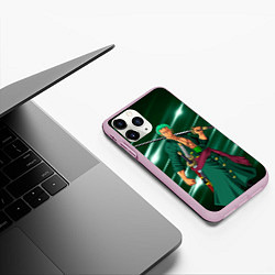 Чехол iPhone 11 Pro матовый Зоро Ророноа с катаной из Ван писа, цвет: 3D-розовый — фото 2