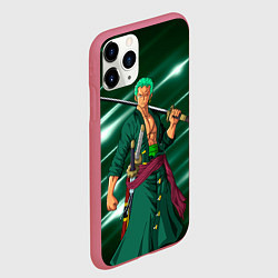 Чехол iPhone 11 Pro матовый Зоро Ророноа с катаной из Ван писа, цвет: 3D-малиновый — фото 2