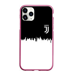 Чехол iPhone 11 Pro матовый Juventus белый огонь текстура, цвет: 3D-малиновый