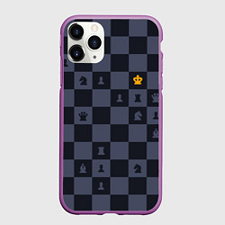 Чехол iPhone 11 Pro матовый Синяя шахматная доска, цвет: 3D-фиолетовый