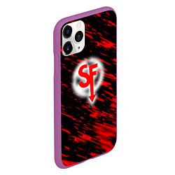 Чехол iPhone 11 Pro матовый Sally face красные искры, цвет: 3D-фиолетовый — фото 2