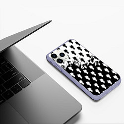 Чехол iPhone 11 Pro матовый Billie Eilish pattern black, цвет: 3D-светло-сиреневый — фото 2