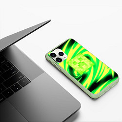 Чехол iPhone 11 Pro матовый Minecraft кислотный стиль, цвет: 3D-салатовый — фото 2