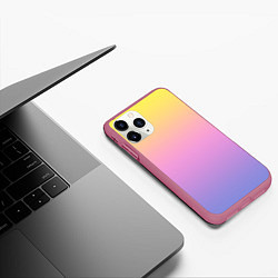 Чехол iPhone 11 Pro матовый Нежный жёлто-сиреневый градиент, цвет: 3D-малиновый — фото 2