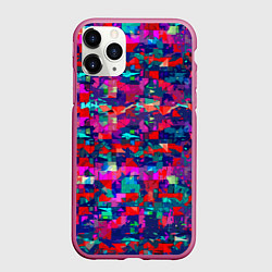 Чехол iPhone 11 Pro матовый Разноцветные осколки стекла, цвет: 3D-малиновый