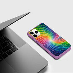 Чехол iPhone 11 Pro матовый Радужные узоры яркие, цвет: 3D-фиолетовый — фото 2