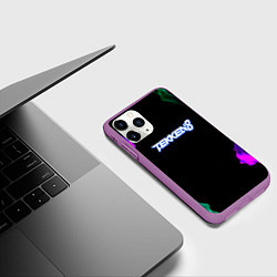 Чехол iPhone 11 Pro матовый Tekken огненный дым текстура, цвет: 3D-фиолетовый — фото 2