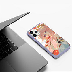 Чехол iPhone 11 Pro матовый Genshin Impact Яэ Miko smile kitsune, цвет: 3D-светло-сиреневый — фото 2