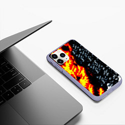 Чехол iPhone 11 Pro матовый Текстура огня и воды, цвет: 3D-светло-сиреневый — фото 2