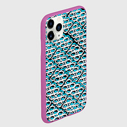 Чехол iPhone 11 Pro матовый Сине-белый узор на чёрном фоне, цвет: 3D-фиолетовый — фото 2