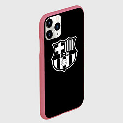 Чехол iPhone 11 Pro матовый Barcelona fc club белое лого, цвет: 3D-малиновый — фото 2