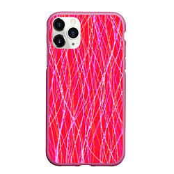 Чехол iPhone 11 Pro матовый Яркий красно-розовый полосы
