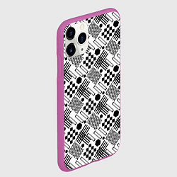 Чехол iPhone 11 Pro матовый Современный черно белый геометрический узор, цвет: 3D-фиолетовый — фото 2