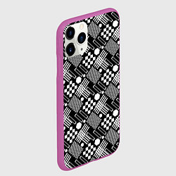 Чехол iPhone 11 Pro матовый Черно белый узор из геометрических фигур, цвет: 3D-фиолетовый — фото 2