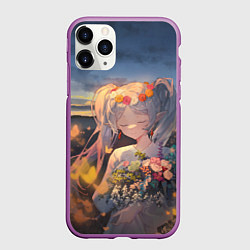 Чехол iPhone 11 Pro матовый Sousou no Frieren Фрирен smile, цвет: 3D-фиолетовый