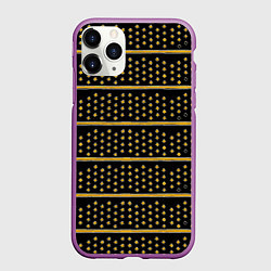 Чехол iPhone 11 Pro матовый Жёлтые круги и полосы, цвет: 3D-фиолетовый