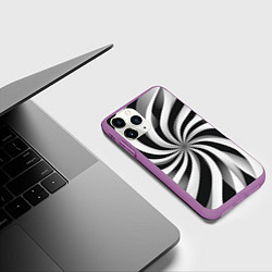 Чехол iPhone 11 Pro матовый Оптическое путешествие, цвет: 3D-фиолетовый — фото 2