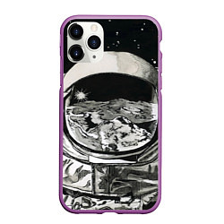 Чехол iPhone 11 Pro матовый Космонавт в черно-белом мире