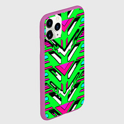 Чехол iPhone 11 Pro матовый Техно броня розово-зелёная, цвет: 3D-фиолетовый — фото 2
