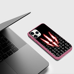 Чехол iPhone 11 Pro матовый The witcher - red logo, цвет: 3D-малиновый — фото 2