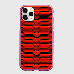 Чехол iPhone 11 Pro матовый Техно броня красная, цвет: 3D-малиновый