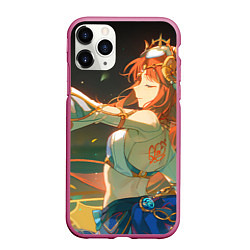 Чехол iPhone 11 Pro матовый Genshin Impact Nilou smile, цвет: 3D-малиновый