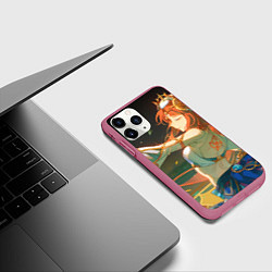 Чехол iPhone 11 Pro матовый Genshin Impact Nilou smile, цвет: 3D-малиновый — фото 2