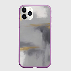 Чехол iPhone 11 Pro матовый Серо золотая абстракция, цвет: 3D-фиолетовый