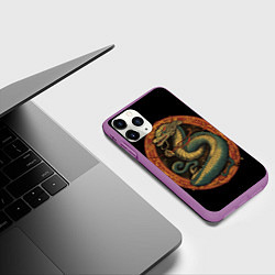 Чехол iPhone 11 Pro матовый Муай Тай дракон, цвет: 3D-фиолетовый — фото 2