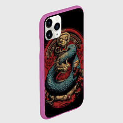 Чехол iPhone 11 Pro матовый Боевой дракон Муай-тай, цвет: 3D-фиолетовый — фото 2