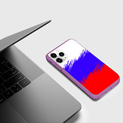Чехол iPhone 11 Pro матовый Триколор штрихи, цвет: 3D-фиолетовый — фото 2
