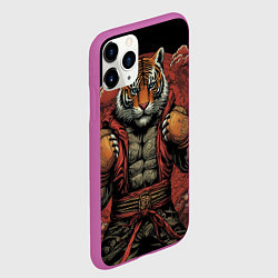Чехол iPhone 11 Pro матовый Тигр в стойке тайский бокс, цвет: 3D-фиолетовый — фото 2
