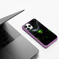 Чехол iPhone 11 Pro матовый Яркая зеленая абстрактная конструкция в стиле nvid, цвет: 3D-фиолетовый — фото 2