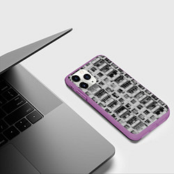 Чехол iPhone 11 Pro матовый Панелька в черно-белых тонах, цвет: 3D-фиолетовый — фото 2