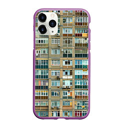 Чехол iPhone 11 Pro матовый Панельный дом, цвет: 3D-фиолетовый