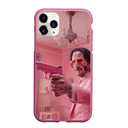 Чехол iPhone 11 Pro матовый Джон Уик в розовом костюме, цвет: 3D-малиновый