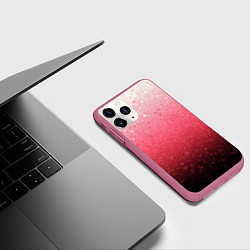 Чехол iPhone 11 Pro матовый Градиент розово-чёрный брызги, цвет: 3D-малиновый — фото 2