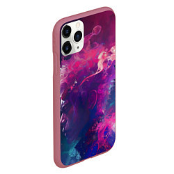 Чехол iPhone 11 Pro матовый Человек растворяющийся в фиолетовом дыму, цвет: 3D-малиновый — фото 2