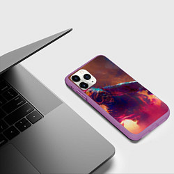 Чехол iPhone 11 Pro матовый Человек с пилой в маске, цвет: 3D-фиолетовый — фото 2